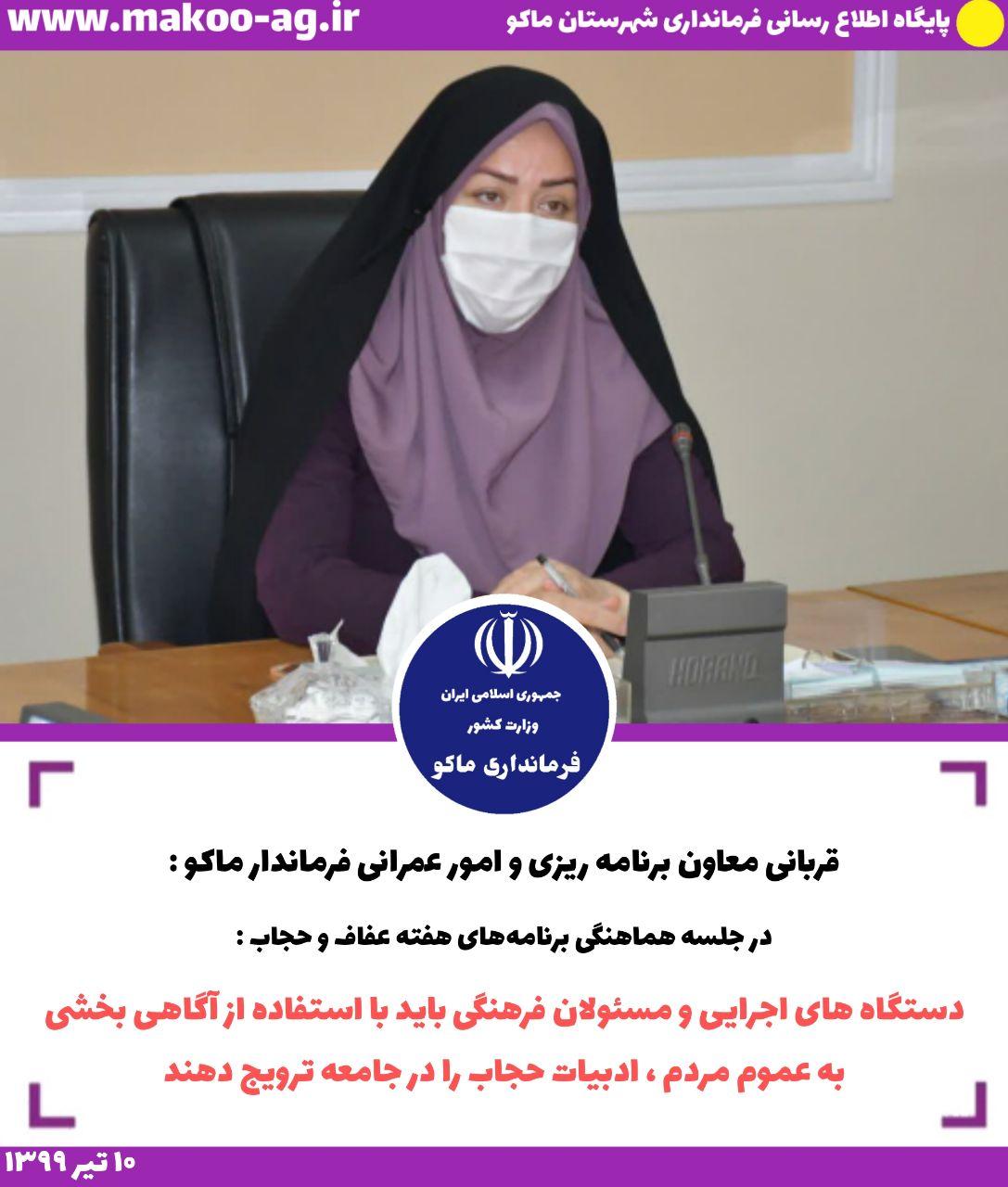 دستگاه های اجرایی و مسئولان فرهنگی باید با استفاده از آگاهی بخشی به عموم مردم ، ادبیات حجاب را در جامعه ترویج دهند